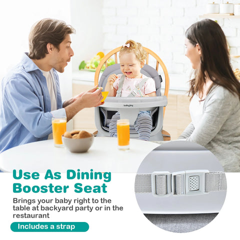 Versatile 8-in-1 Baby High Chair & Booster Seat with Removable Tray - Stylish Grey