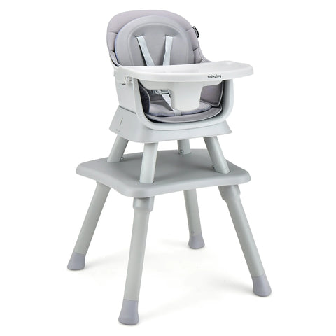 Versatile 8-in-1 Baby High Chair & Booster Seat with Removable Tray - Stylish Grey