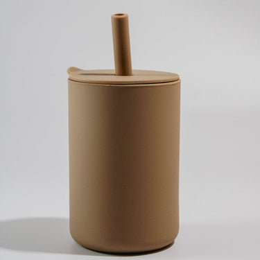 Silicon Cup with Lid and Straw - Brown