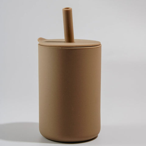 Silicon Cup with Lid and Straw - Brown