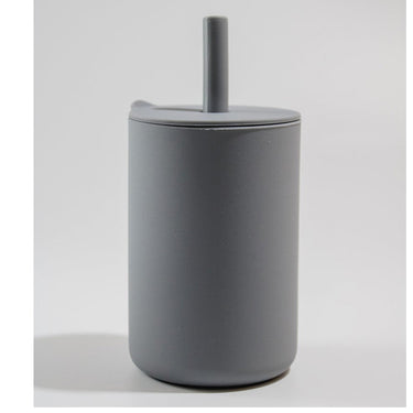 Silicon Cup with Lid and Straw - Dark Grey