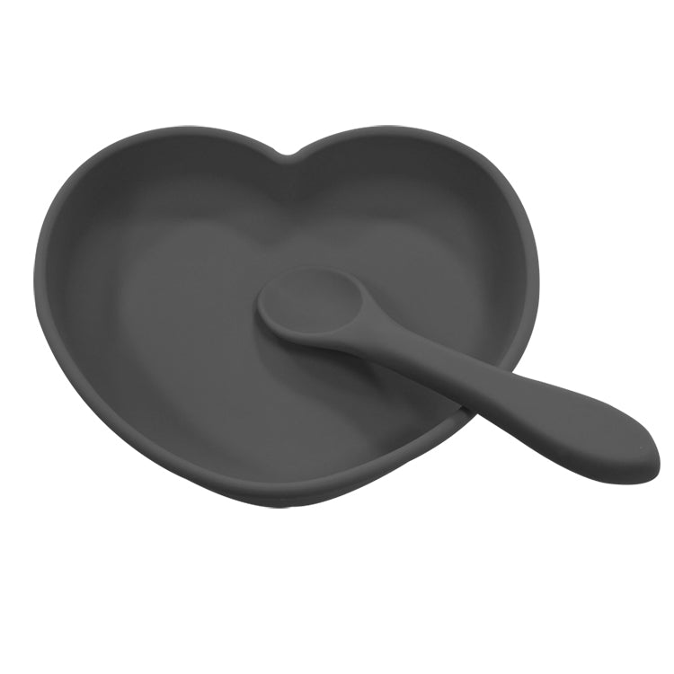 Heart Shaped Suction Bowl - Dark Grey