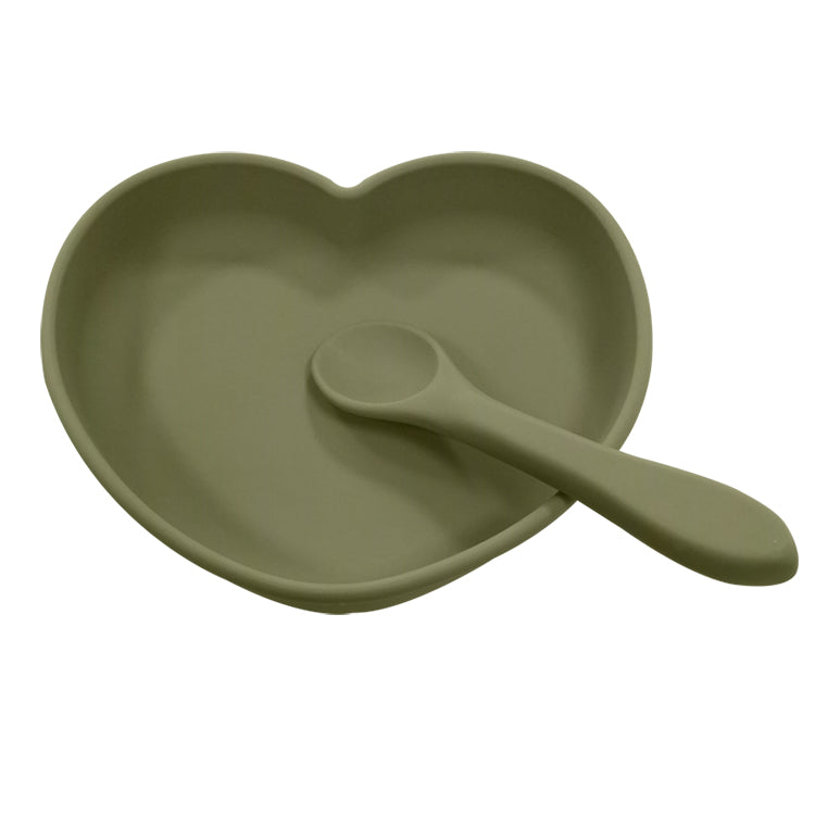 Heart Shaped Suction Plate - Sage