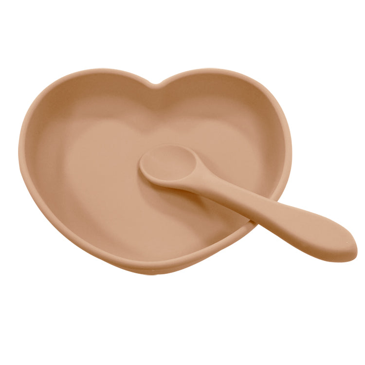 Heart Shaped Suction Plate - Taupe