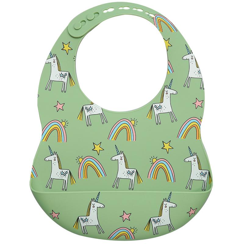 Easy Clean Silicone Bibs - Unicorns and Rainbows - Wholesale