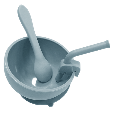 Suction Bowl  with Straw & Spoon - Blue