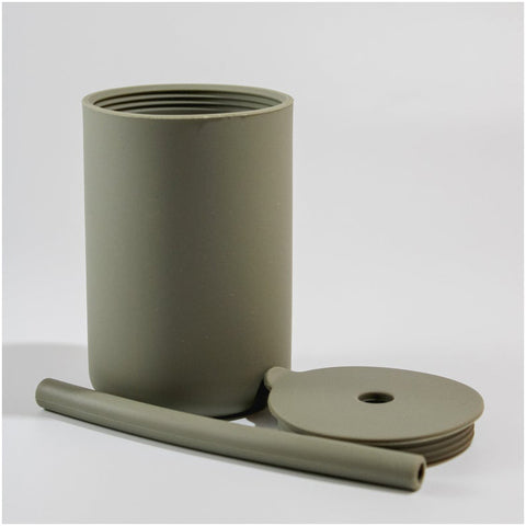 Silicon Cup with Lid and Straw - Sage Green