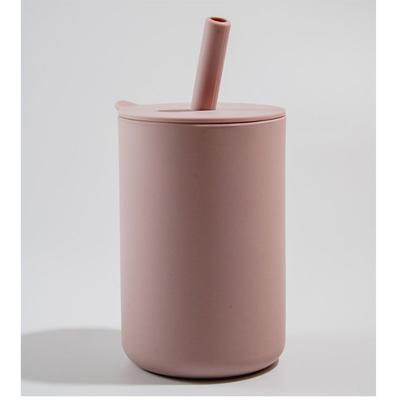 Silicon Cup with Lid and Straw - Tan